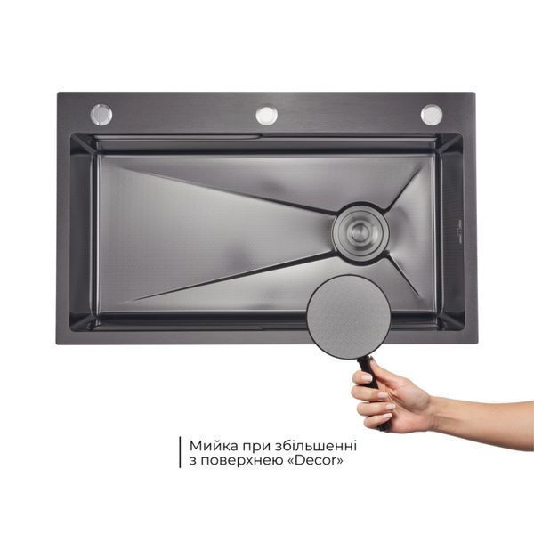 Акционный набор Lidz: мойка интегрированная Decor Black PVD Honeycomb 3,0/1,0 мм + Смеситель Aria для кухни с гибким изливом (k35) Black SD00057368 фото