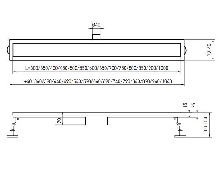 Душовий трап KOER FD29-70x700 з нерж. сталі SUS304 70x700мм (KR3278) KR3278 фото