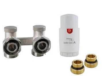 Комплект Standard Premium угловой арт. PRNYGS09106C/FK (with nipples) (Узел нижнего подключения угловой+ термоголовка Venus II + переходник) 103052 фото