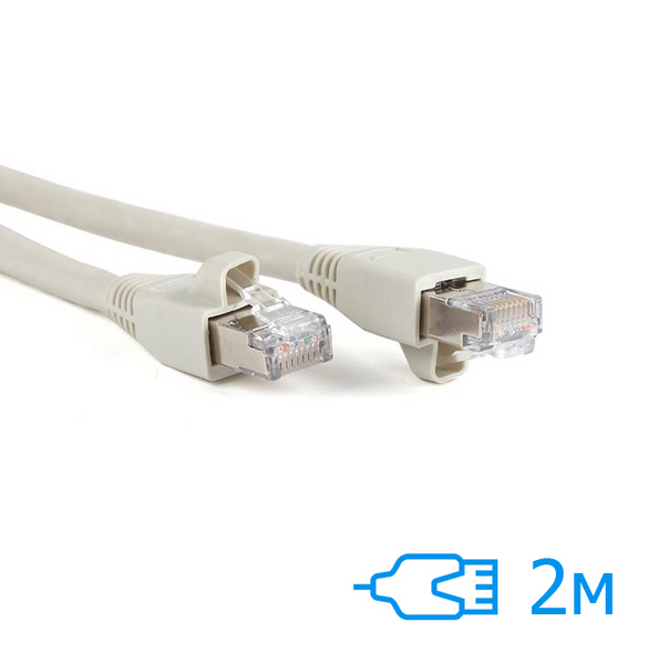 Патч-корд E-server 2м FTP Cat.5e литий сірий RJ45, CU (CAT.5E FTP CORD-2M-GRY) 11301/2479 фото