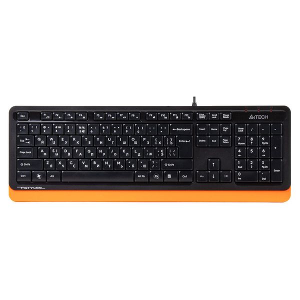 Клавіатура A4tech Fstyler Sleek MMedia Comfort, USB, Black+Orange, (US+Ukrainian+Russian) A4Tech 14272 8642/14272 фото