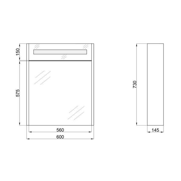 Дзеркальна шафа підвісна Qtap Robin 600х730х145 Graphite з LED-підсвіткою QT1377ZP6002G SD00045854 фото