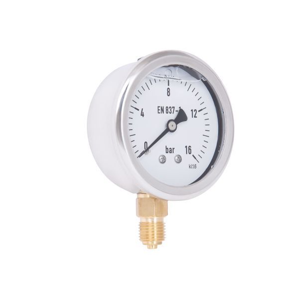 Манометр гліцериновий Thermo Alliance Forte d63&nbsp;мм, 1/4"З із нижнім підключенням (латунь) 0-16&nbsp;бар TAF170G16B SD00054393 фото