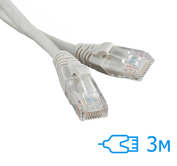 Патч-корд Kingda 3м UTP Cat.5e литий сірий RJ45, CU (PAUT3300-Gr) 11302/2480 фото