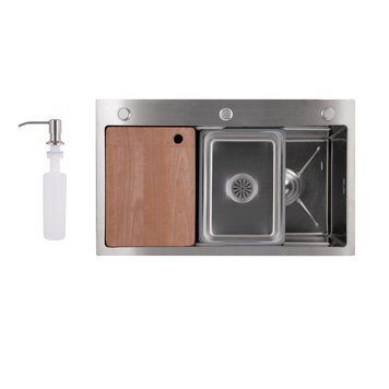 Мойка для кухни интегрированная Lidz Handmade H7545 Brushed Steel 3,0/1,0 мм LDH7545BRU49457 SD00055581 фото