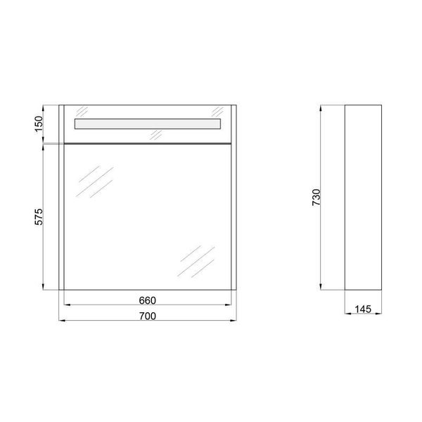 Дзеркальна шафа підвісна Qtap Robin 700х730х145 Graphite з LED-підсвіткою QT1377ZP7002G SD00045855 фото