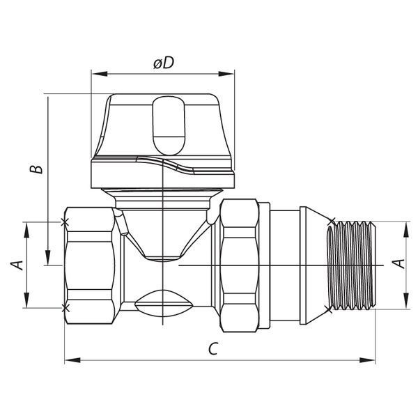Кран термостатичний прямий 1/2" Koer KR.923-GI (KR2684) KR2684 фото