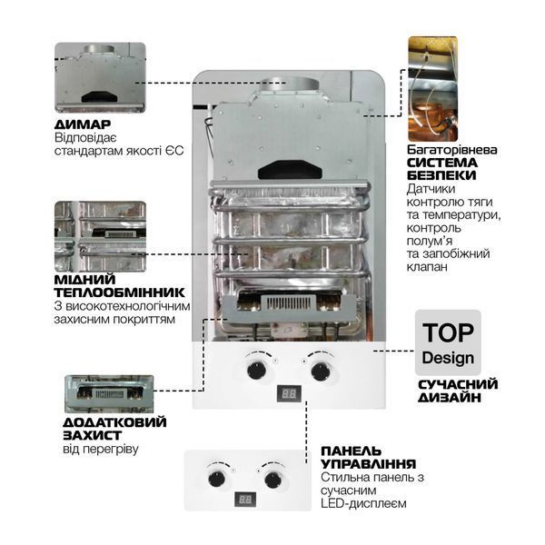 Газова колонка Mixxus GWH-0112 BASIC WHITE димохідна 12 л/хв (WH0029) WH0029 фото