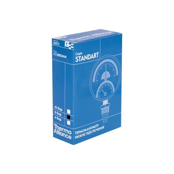 Термоманометр Thermo Alliance Standart 80 мм 1/2", нижнее подключение SD1726B SD00021361 фото
