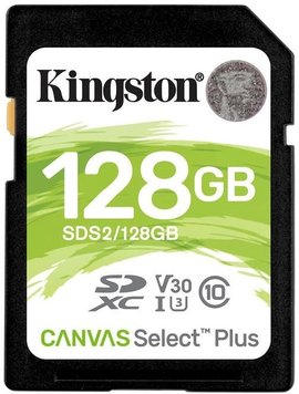 Карта пам'яті Kingston SDXC Canvas Select Plus Class 10 U3 V30 128GB (SDS2/128GB) 17259/39367 фото