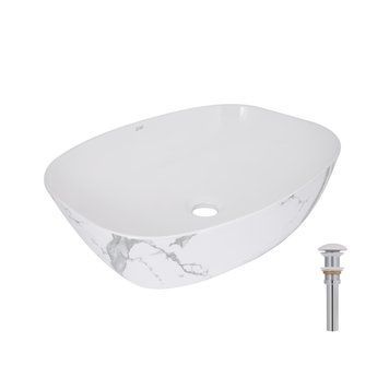 Раковина накладная Qtap Cardinal 500х380х140 мм, Marble, прямоугольная, с донным клапаном QTCAR188MR49826 SD00055950 фото