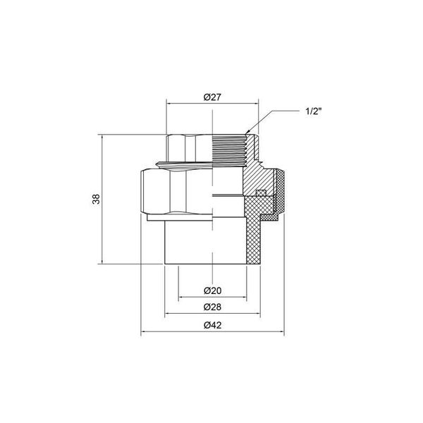 Згін "Американка" PPR Thermo Alliance 20х1/2" ВР SD00029211 фото