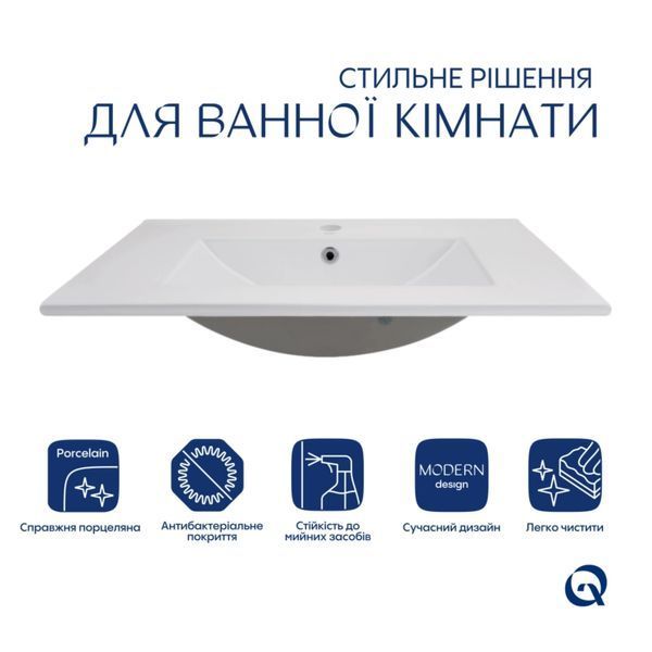 Комплект Albatross: Раковина врезная мебельная 720x460x180 мм, White, прямоугольная + Донный клапан Pop-up PU02O SD00054598 фото