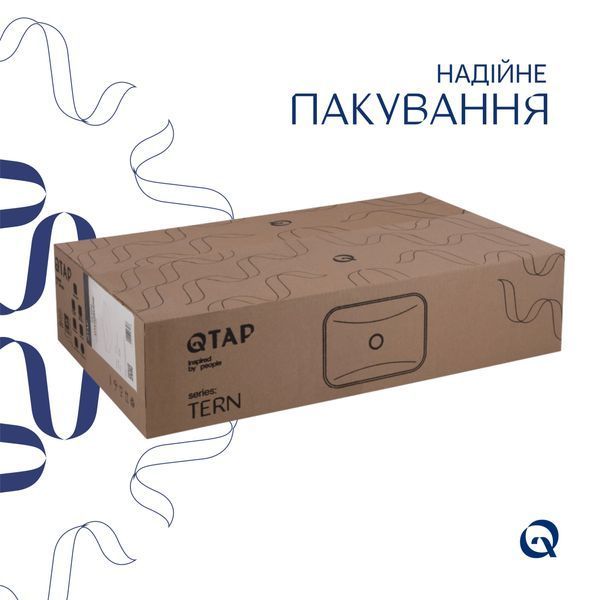 Раковина накладная Qtap Tern 480x370x135 мм, Beige, прямоугольная, с донным клапаном QT17116069SB SD00054302 фото