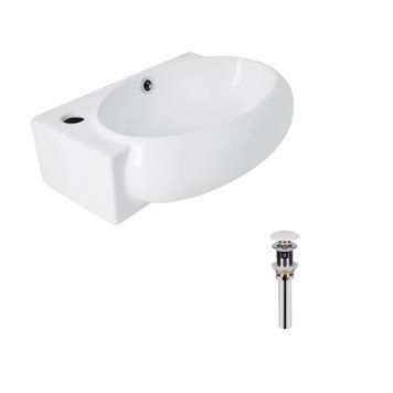 Комплект Qtap Leo: Раковина подвесная овальная левая 430x285x160 мм White + Донный клапан PU02O SD00053456 фото