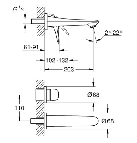 EUROSTYLE СМЕСИТЕЛЬ GROHE ДЛЯ РАКОВИНЫ НА 2 ОТВЕРСТИЯ M-РАЗМЕРА 19 571 003 фото