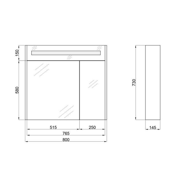 Дзеркальна шафа підвісна Qtap 800х730х145 Robin Graphite з LED-підсвіткою QT1377ZP8002G SD00045856 фото