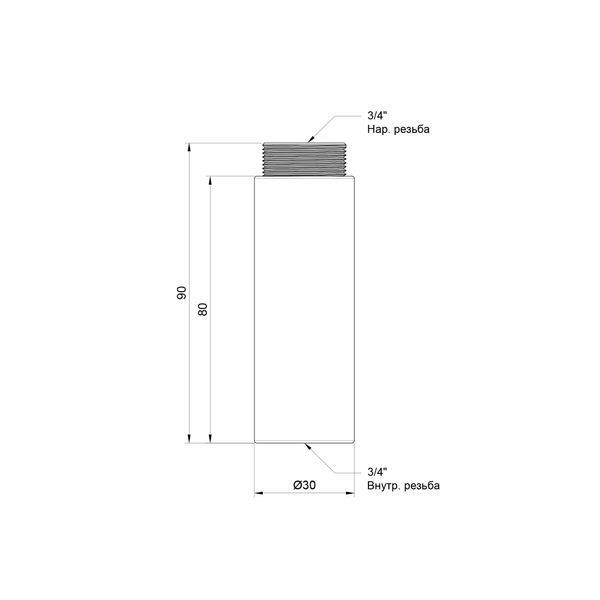 Удлинитель Thermo Alliance Standart 80х3/4" хром SD1302080 SD00030278 фото