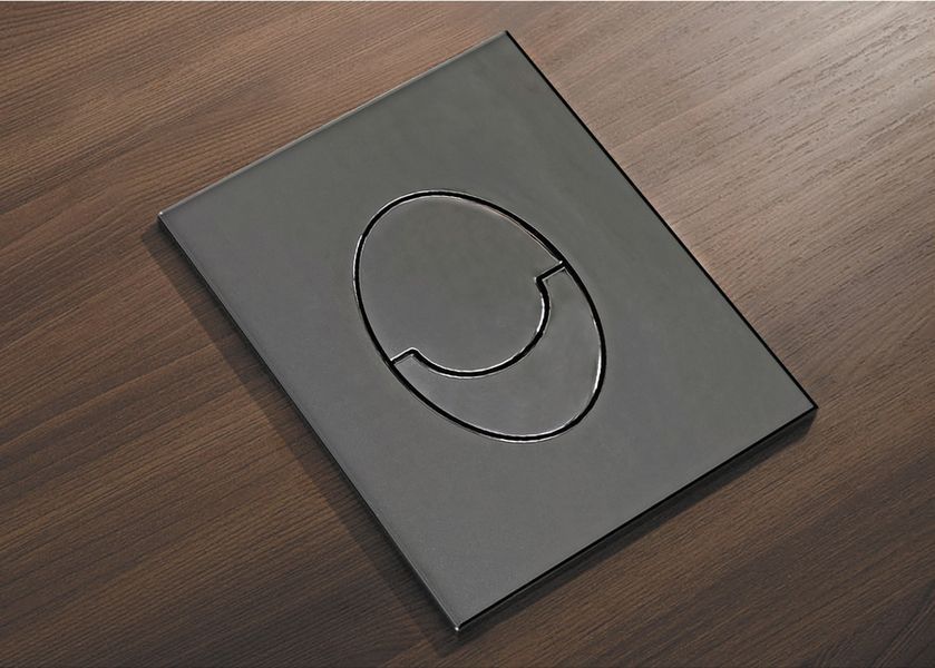 Панель смыва пластиковая Koer KT-0606-07 157x198x3mm, закругленная кнопка (цвет графит) (KR5712) KR5712 фото