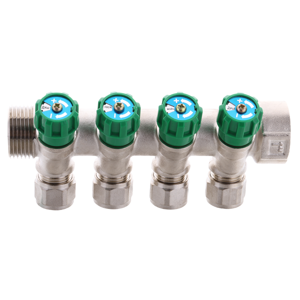 Коллектор вентильный с фитингом Koer KR.1124-4 1&rdquo;x4 ways (KR2834) KR2834 фото