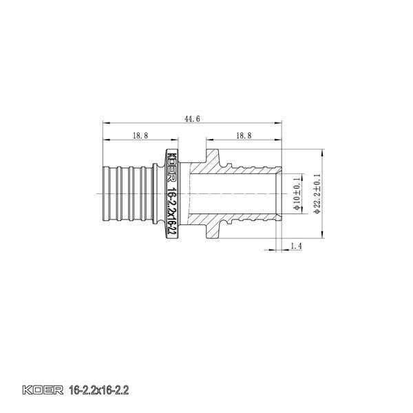 Муфта соединительная равнопроходная Koer KA.С16 - 16(2.2mm) x 16(2.2mm) (KR4855) KR4855 фото