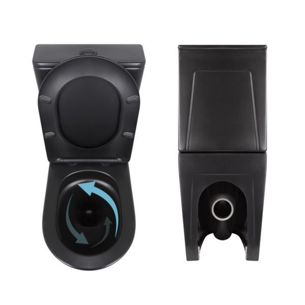 Комплект 2 в 1: унитаз напольный Qtap Robin Matt Black QT13226083AMB + набор гигиенического душа Lidz Aria Black LDARI110BLA43394 SD00055246 фото