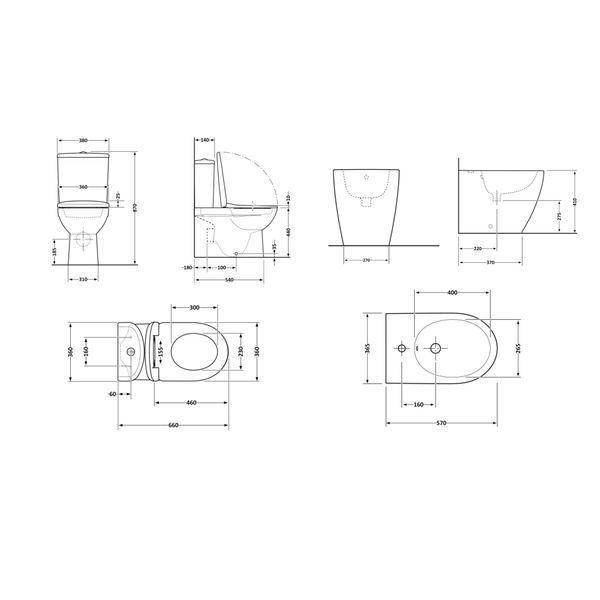 Акційний набір: Унітаз напольний Robin Ultra Quiet QT13226083AMB 660x360x855 Black + Біде напольне Robin QT13442141CMB 565x360x405 Black SD00054052 фото