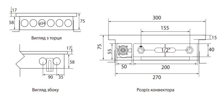 Внутрішній конвектор Fancoil з примусовою конвекцією FCF 75 (+1) 300 1428579474 фото