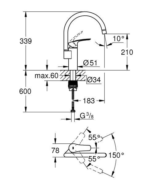 Смеситель для кухни Grohe Eurosmart New (33202003) 33202003 фото