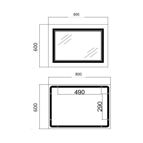 Зеркало Qtap Cardinal (CA1) 800х600 с LED-подсветкой Touch, с антизапотеванием, с диммером, рег. темп. цвета (3000-6500K) QT0478C8060 SD00054580 фото
