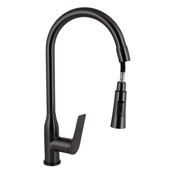 Змішувач для кухні Qtap Vlasta New з висувним виливом QTVLA344GMB45647 Gunmetal Black PVD SD00051771 фото