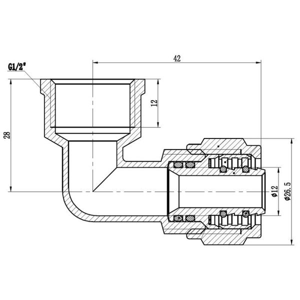 Куточок обтискний SD Forte 16х1/2" ВР SF174W1615 SD00022052 фото