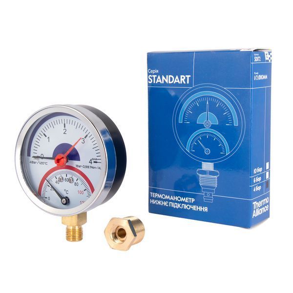 Термоманометр Thermo Alliance Standart 80 мм 1/2", нижнее подключение SD1724B SD00021360 фото
