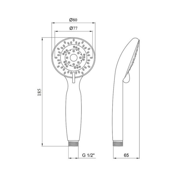 Лейка для ручного душа Lidz Niagara 05 80 мм округлая LDNIA05CRM22037 Chrome SD00028134 фото