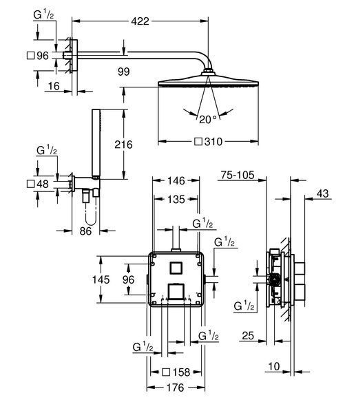 Душова система прихованого монтажу Grohe Grohtherm Cube (34868000) 34868000 фото