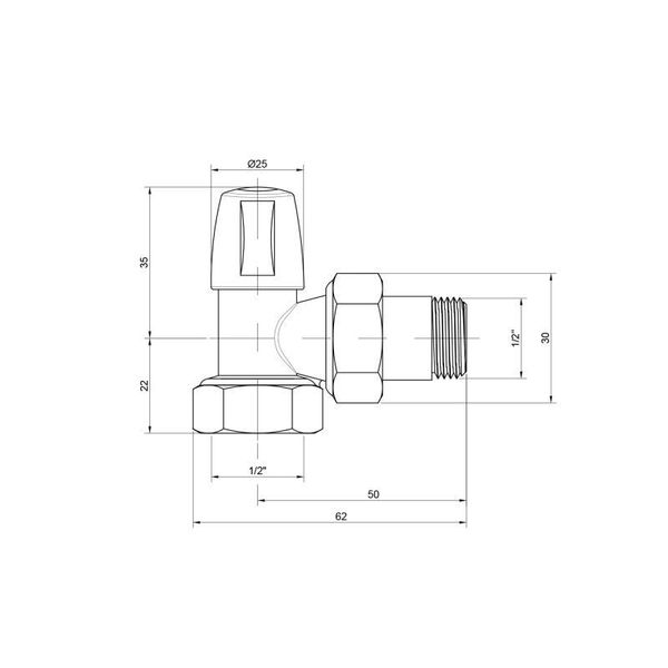 Кран радіаторний Icma 1/2" кутовий без ручки No805 SD00005552 фото