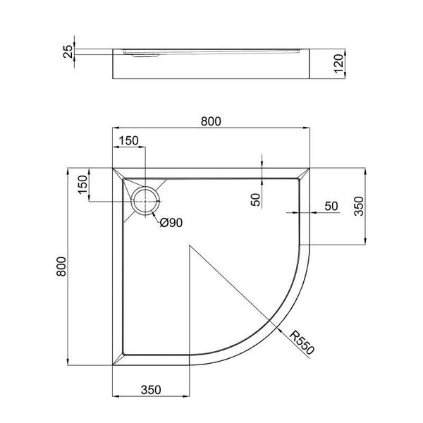 Душовий піддон Qtap Robin 308812C 80x80x12 см + сифон SD00046984 фото