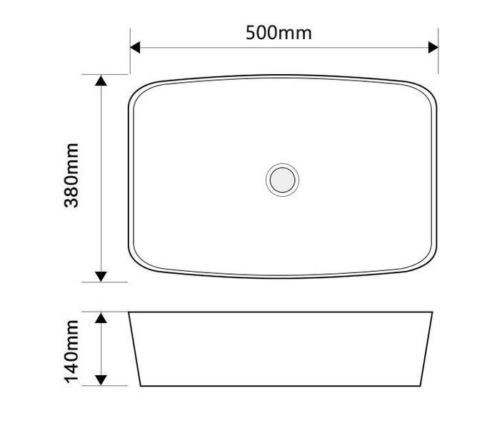 Раковина накладная Mixxus Premium DIVERSE-0109 EDGE BLACK 500х380х140mm (MP6549) MP6549 фото