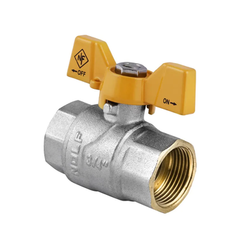 Кран кульовий Nolf NF.712 - 3/4" FF ГГМ YELLOW, ручка "метелик" жовта (NF2946) NF2946 фото