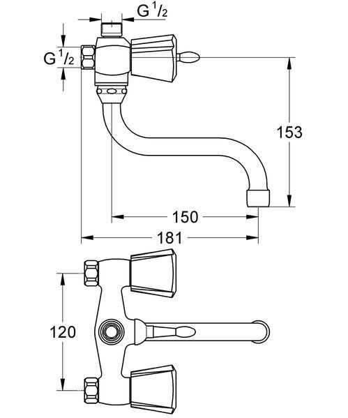 Смеситель для ванны с длинным изливом Grohe Costa trend (26013000) 26013000 фото
