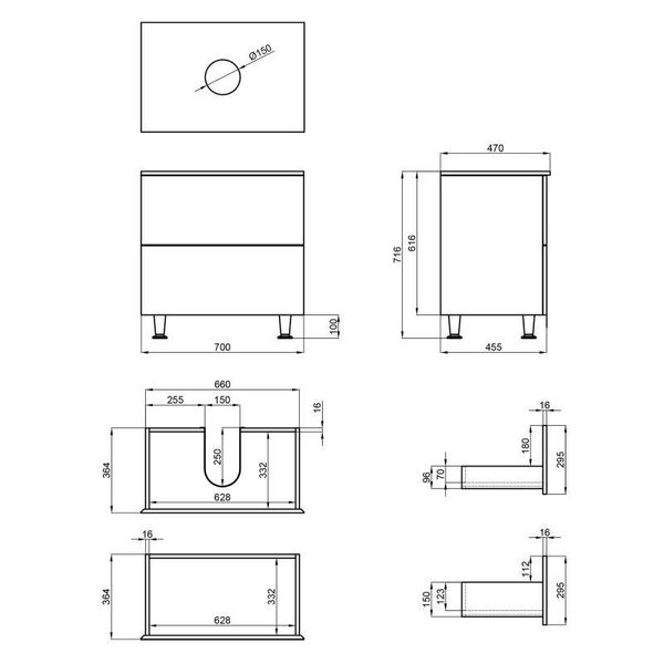 Тумба напольная Qtap Tern 700х616х469 White со столешницей QT1780TNL701W SD00045070 фото