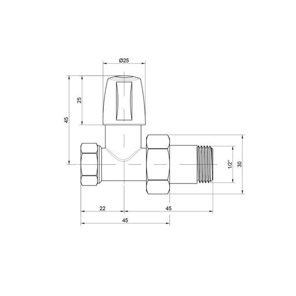 ВЕНТИЛЬ РУЧНИЙ НІЖЕНЬ ПРЯМИЙ. БЕЗ РУЧКИ 1/2" ЗВ Д/РАДИАТОР №815 ICMA SD00005560 фото