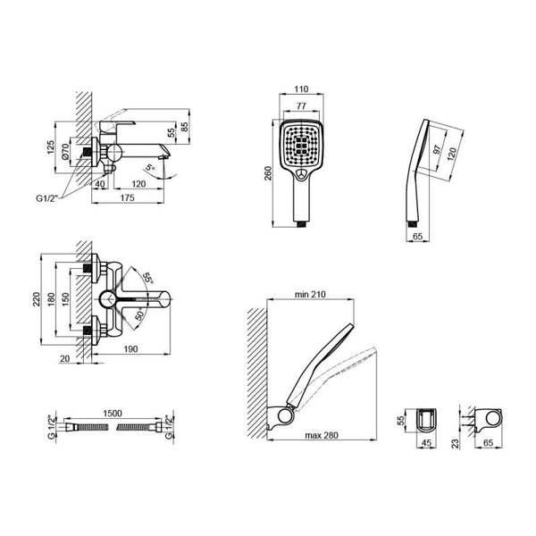 Змішувач для ванни Qtap Grand (з душовим гарнітуром) QTGRAWCR006 Chrome/White SD00039611 фото