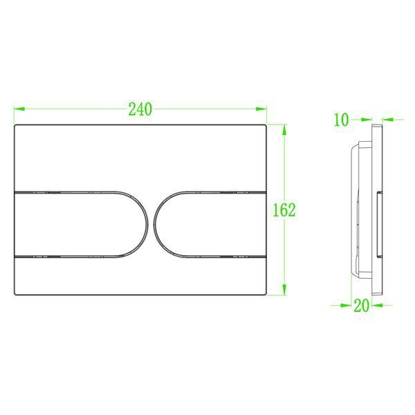 Панель смыва Koer KT-0604-07 240x160x10mm пластиковая, закругленная кнопка (KR5325) KR5325 фото