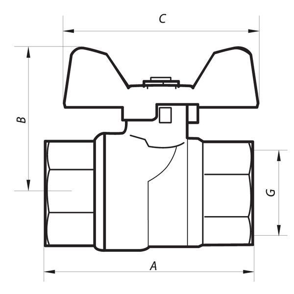 Кран кульовий Nolf NF.712 - 3/4" FF ГГМ YELLOW, ручка "метелик" жовта (NF2946) NF2946 фото