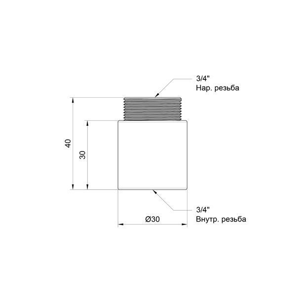 Подовжувач Thermo Alliance Standart 30х3/4" хром SD1302030 SD00010156 фото
