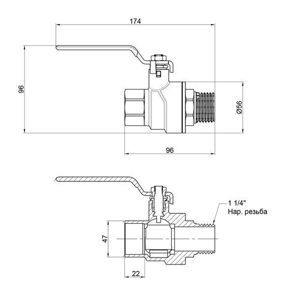 Кран шаровой Thermo Alliance Forte 1&nbsp;1/4 ВН для воды (ручка) SF605W32 SD00010557 фото