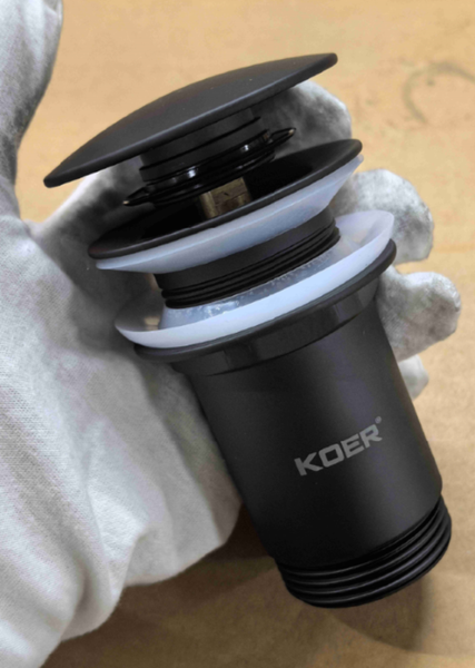 Донный клапан для раковины Koer PW-08-05 1 1/4'' без перелива автоматический СLICK-СLACK (Цвет черный) (KR5789) KR5789 фото