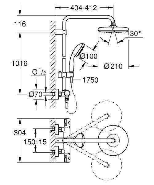 Душевая система с термостатом для душа Grohe BauClassic Neutral (26699000) 26699000 фото