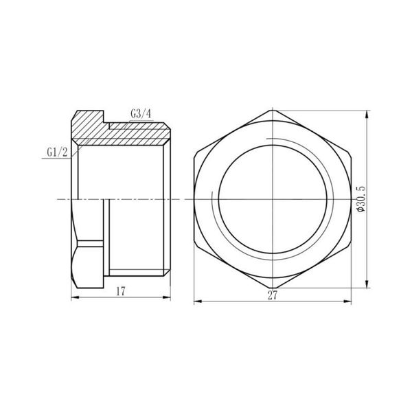 Футорка SD Forte 3/4"х1/2" НВ хром SF374H2015 SD00002756 фото